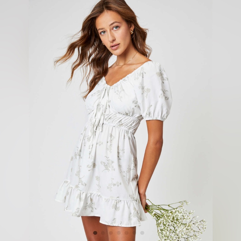 NWT Cider Dress Puff Short Sleeve Floral Drawstring Coquette Ruffle Size XL